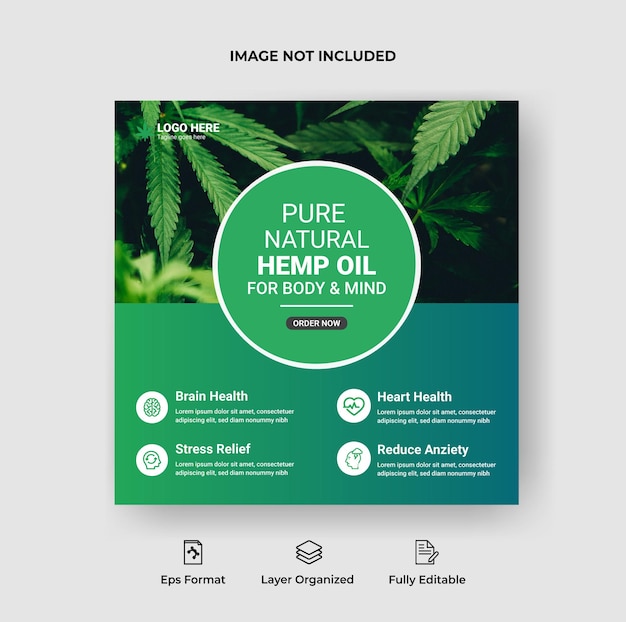 Hemp or cbd oil instagram post social media banner and web banner