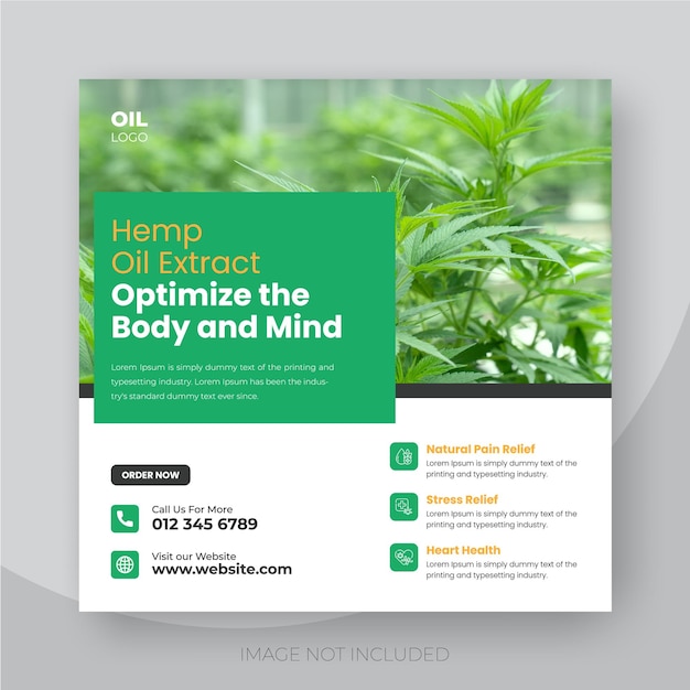 Hemp cbd oil social media post banner template