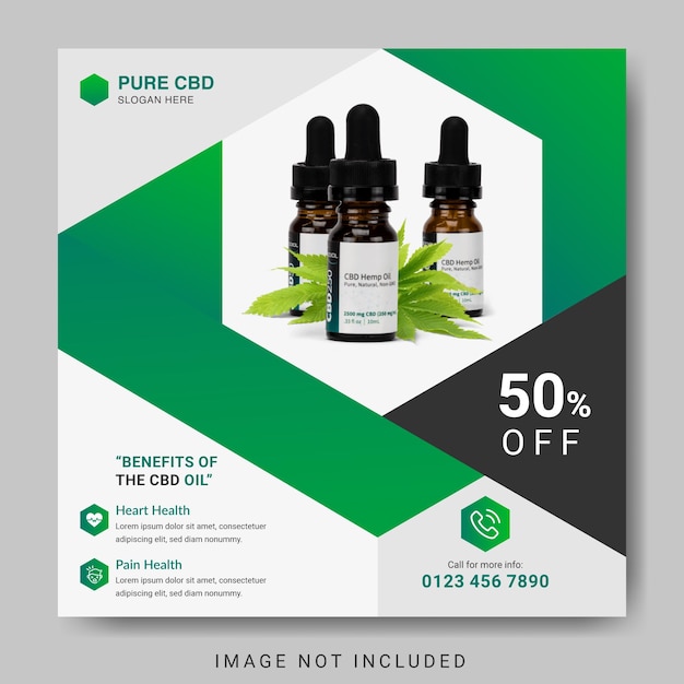 Hemp or cbd oil social media post template