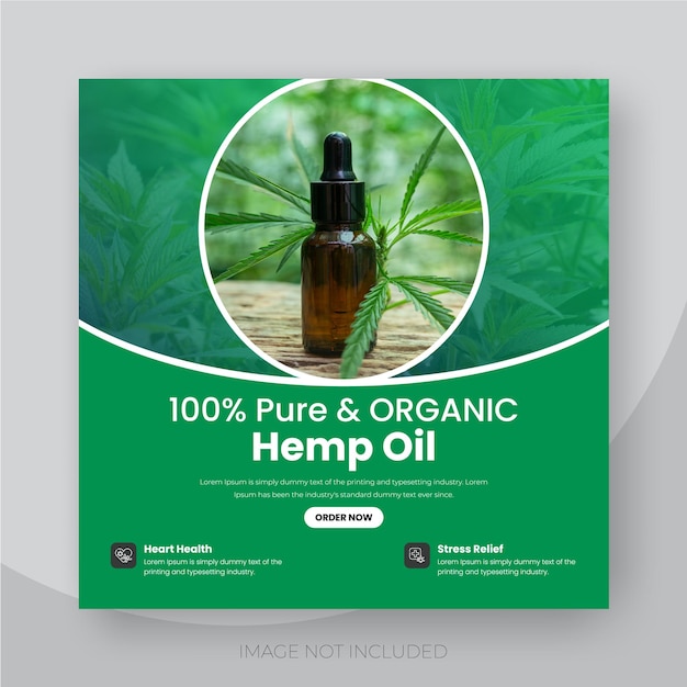 Hemp cbd oil social media post template