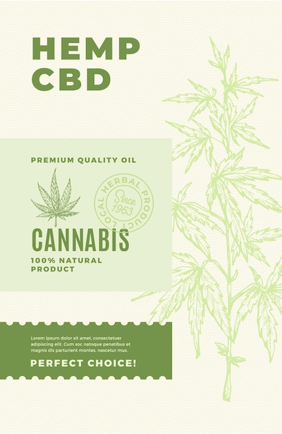 Hemp CBD Premium Oil Abstract Design Label.