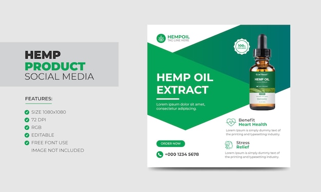 Hemp or Cbd Product Social Media Banner Template