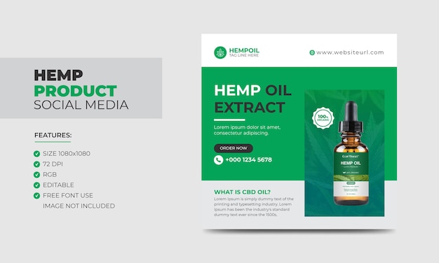 Hemp or Cbd Product Social Media Banner Template