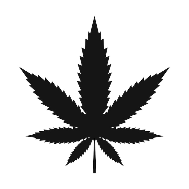 Hemp leaf icon in black simple style isolated on white background