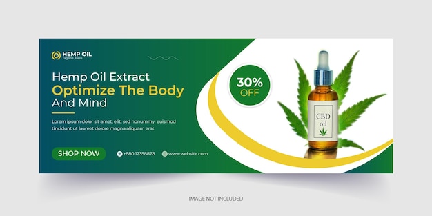 Hemp oil social media Facebook cover template design