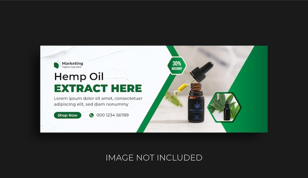 Hemp product CBD oil social media banner or Facebook cover template