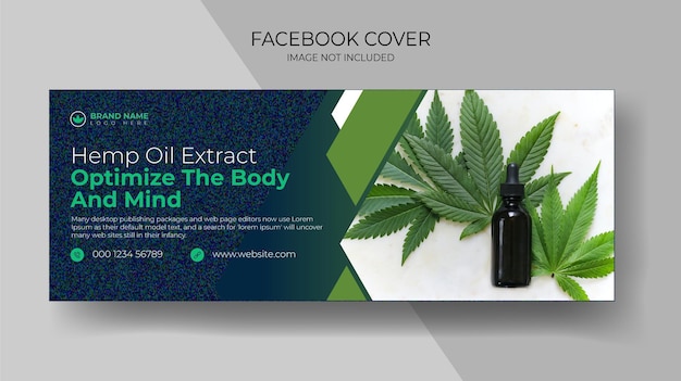 Hemp product cbd oil social media facebook cover template Design