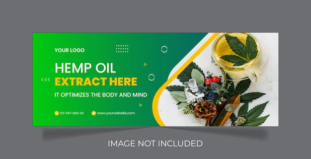 Hemp product cbd oil social media facebook cover template Premium