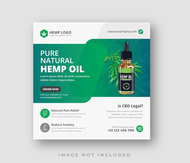 Hemp product CBD oil social media post design template