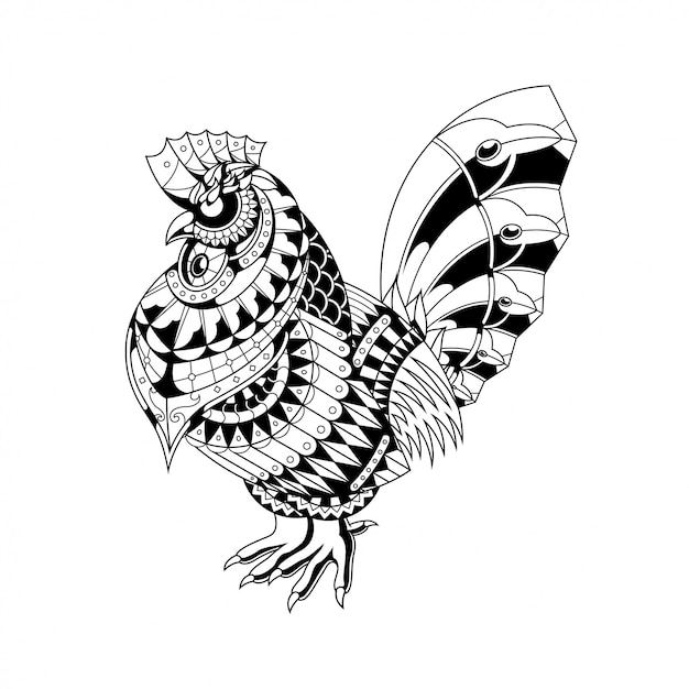 hen illustration, mandala zentangle and tshirt design