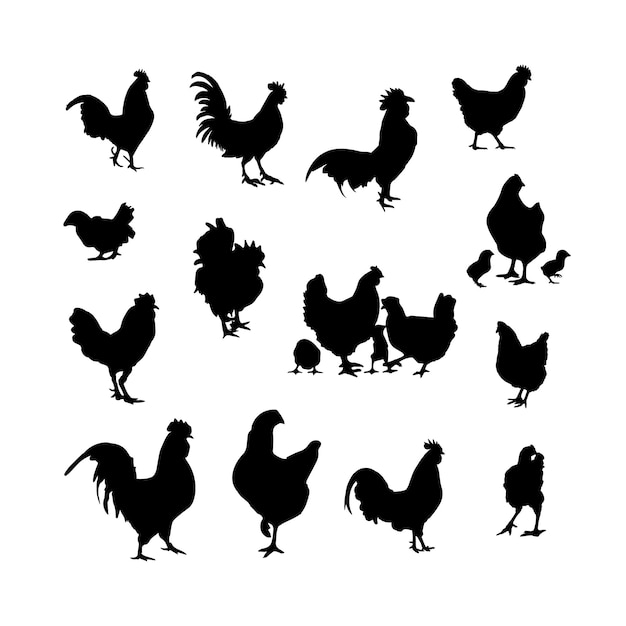 Hen silhouette set