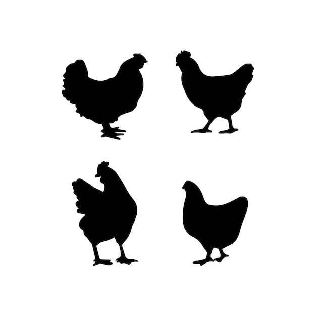 Hen silhouette set