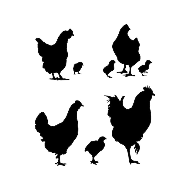 Hen silhouette set