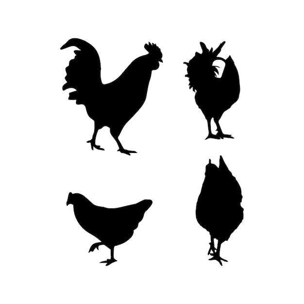 Hen silhouette set