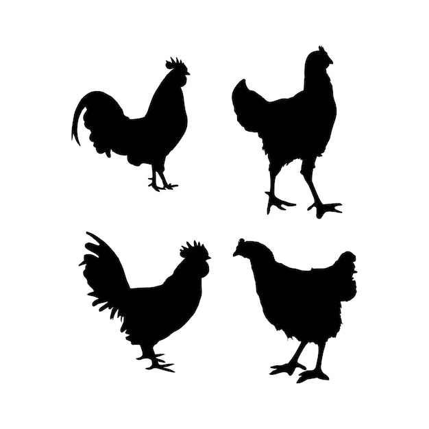 Hen silhouette set