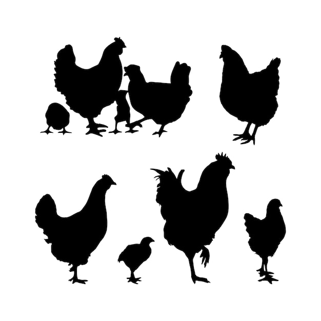 Hen silhouette set