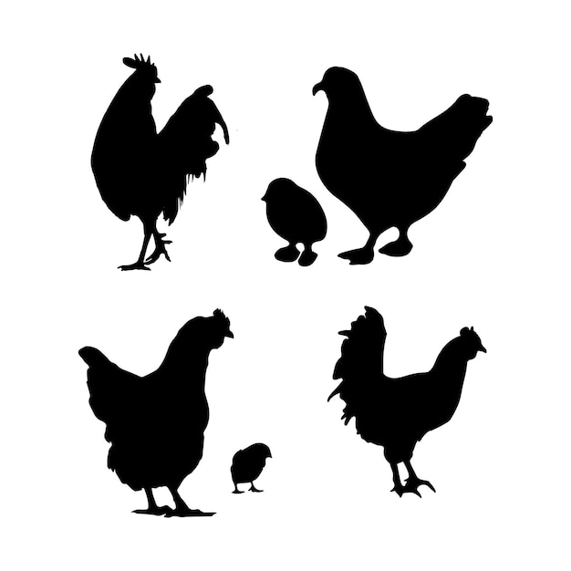 Hen silhouette set