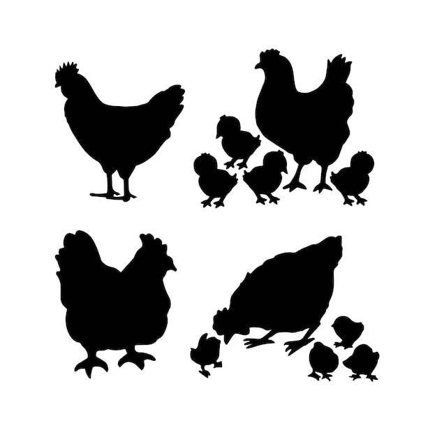 Hen silhouette set