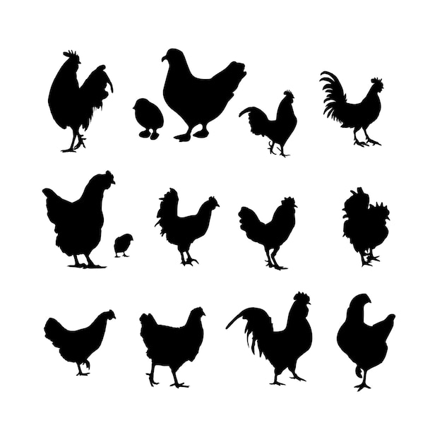 Hen silhouette set