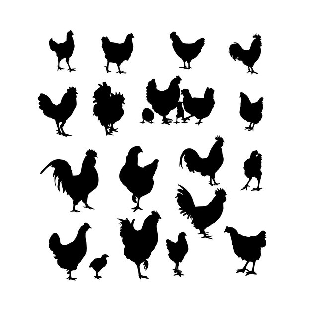 Hen silhouette set