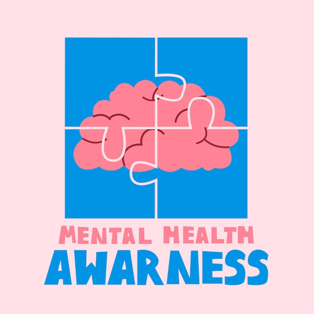 Hendrawn mental health awarness concept flat vector