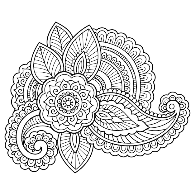 Henna tattoo flower illustration