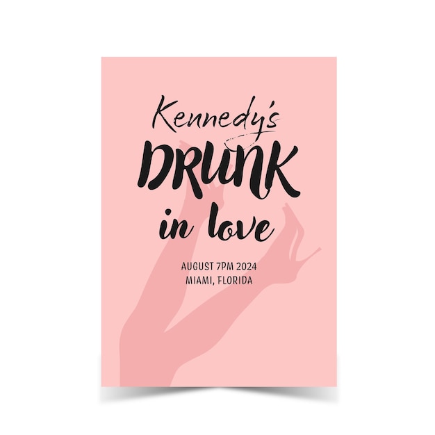 Vector henparty invitation bachelorette party drunk in love bridal shower vector illustration wedding