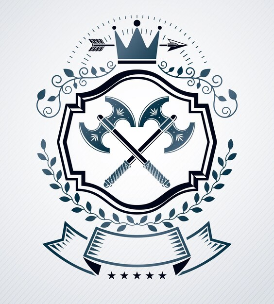 Heraldic Coat of Arms decorative emblem isolated vector illustration.