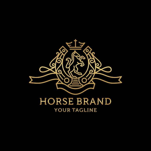 Heraldry Horse Brand Line Art Logo