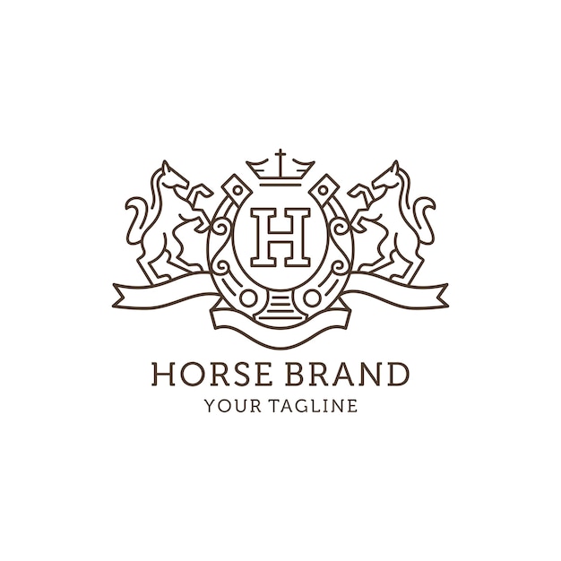 Heraldry Horse Brand Line Art Logo