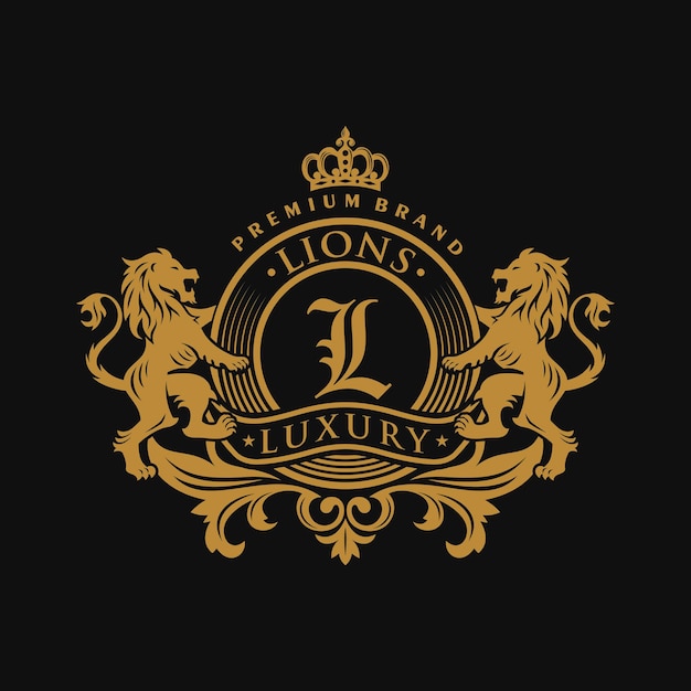 Heraldry lion luxury design template