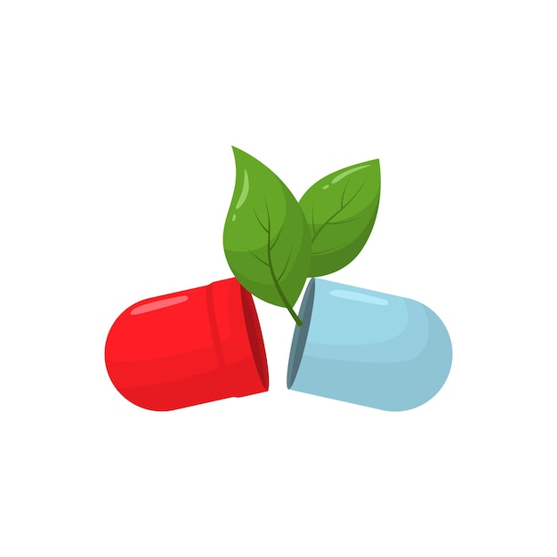 Herb eco capsule vector illustration in flat style