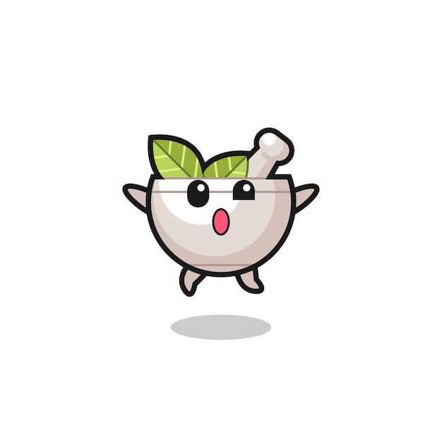 Herbal bowl character is jumping gesture