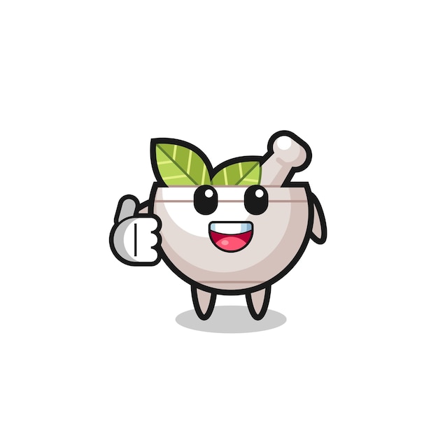 Herbal bowl mascot doing thumbs up gesture cute design