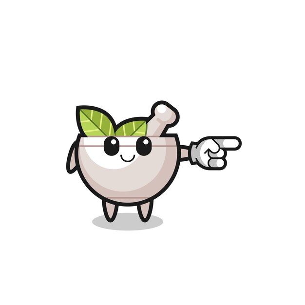 Herbal bowl mascot with pointing right gesture