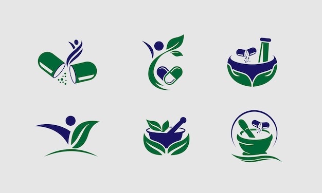 Herbal leaf logo vector template