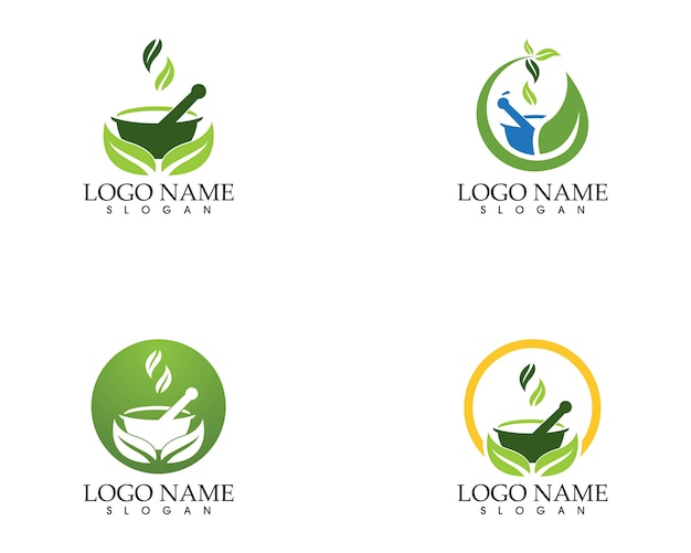 Herbal pharmacy logo vector template