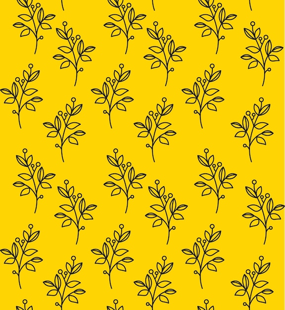 Herbal seamless vector pattern Yellow botanic background