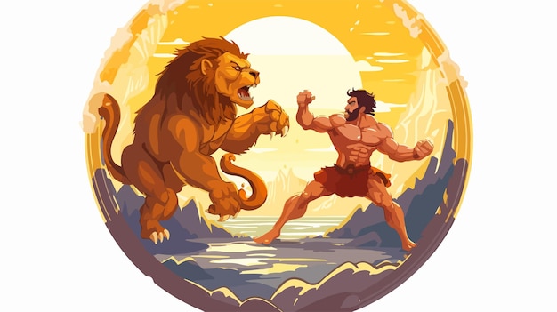 Hercules Defeats Nemean Lion Legendary Mythology Image