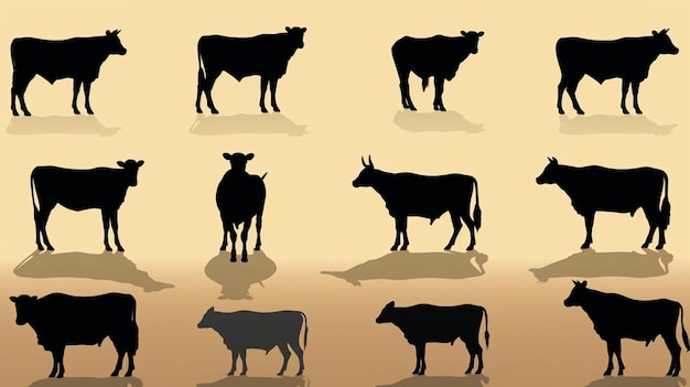 a herd of cattle and their shadows