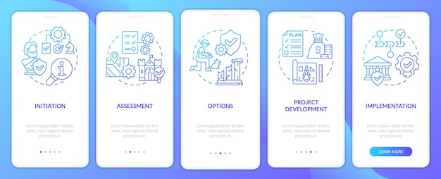 Heritage conservation process blue gradient onboarding mobile app screen