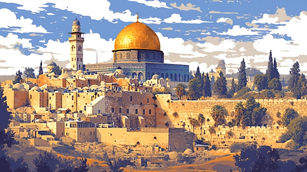 Vector heritage designs of jerusalem israel