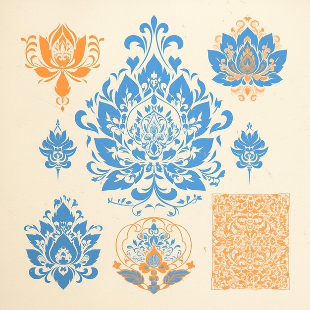 Vector heritage patterns from chiang mai thailand