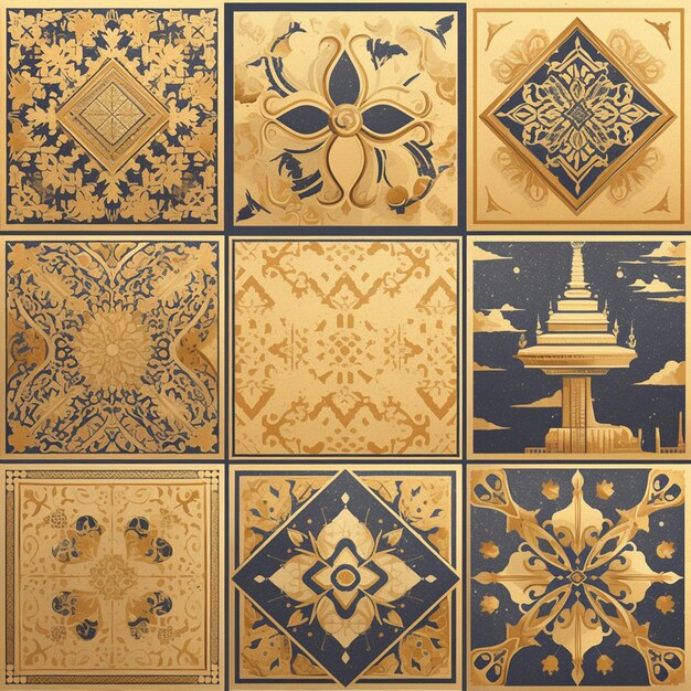 Vector heritage patterns of luang namtha laos