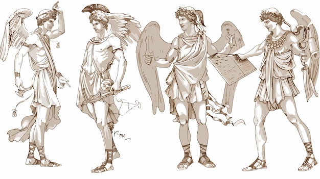 Vector hermes mercury greek olympian deity of merchants commerce