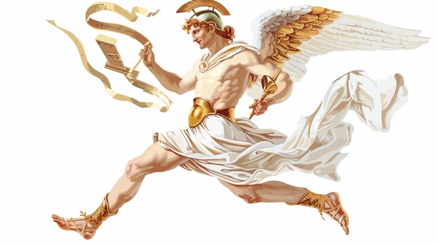 Vector hermes mercury greek olympian deity of merchants