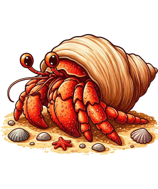 Hermit carb Cartoon Clipart Vector Illustration