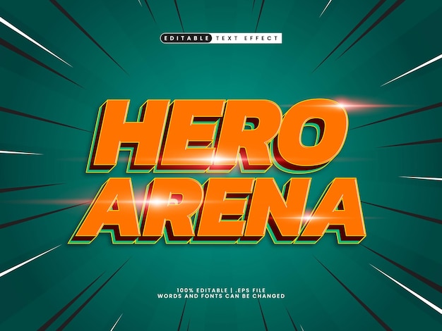 Vector hero arena editable text effect in super heroes and kids text style