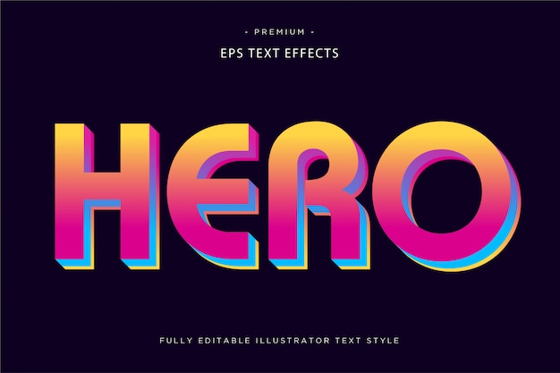 Hero colorful text effect  3d text style