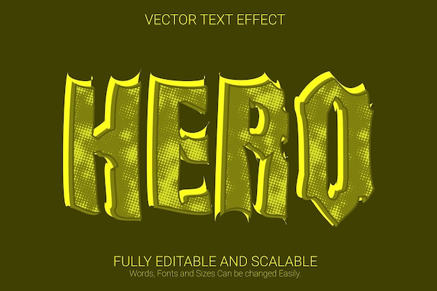 Hero text-effect editable yellow text style